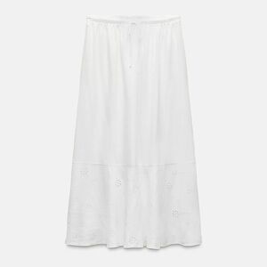 Zara White Linen Maxi Skirt